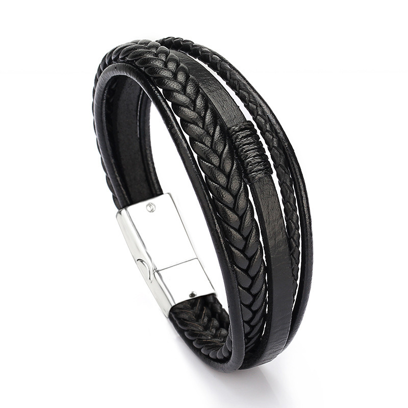 1 Piece Niche Style Multi-layered Shape PU Men's Bracelet 